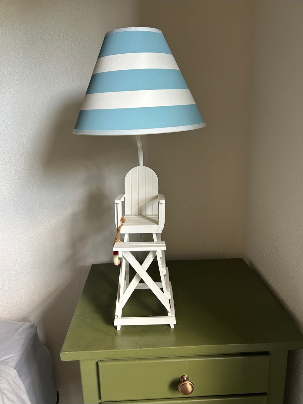 Coastal Striped Blue & White Table Lamp-put your Barbie here!